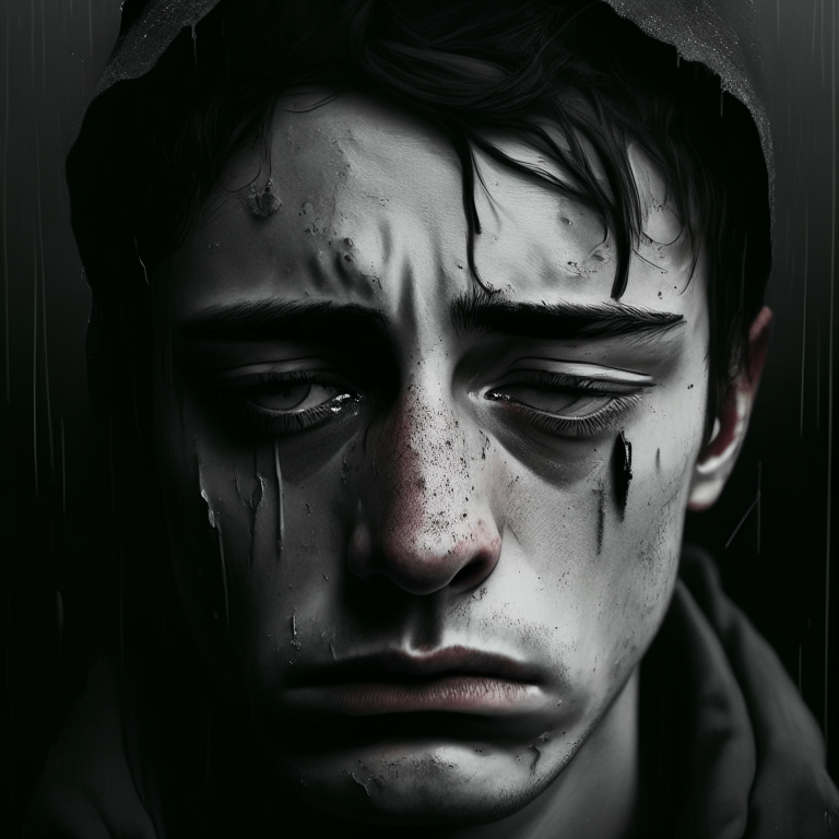 face of depressed person