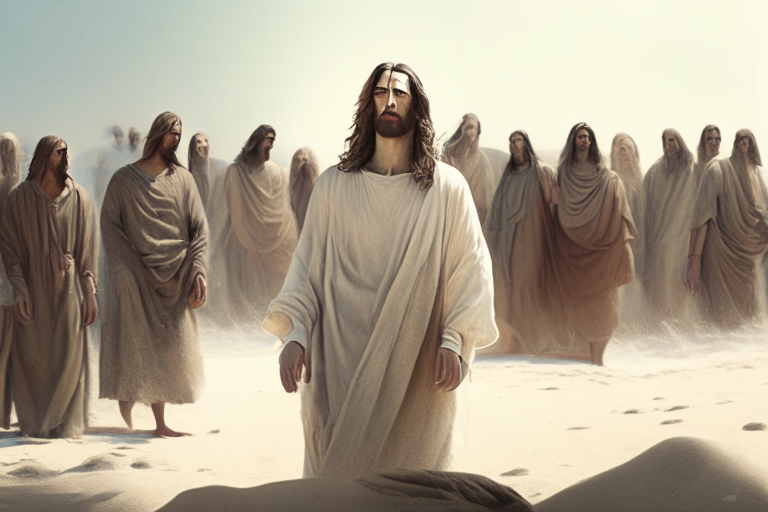 Jesus with the apostles on the beach
