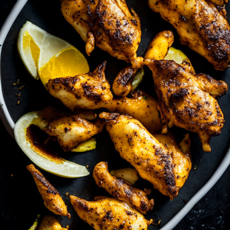 Top down view of griddle-seared lemon pepper chicken wings, crisp studio lighting, razor-sharp focus