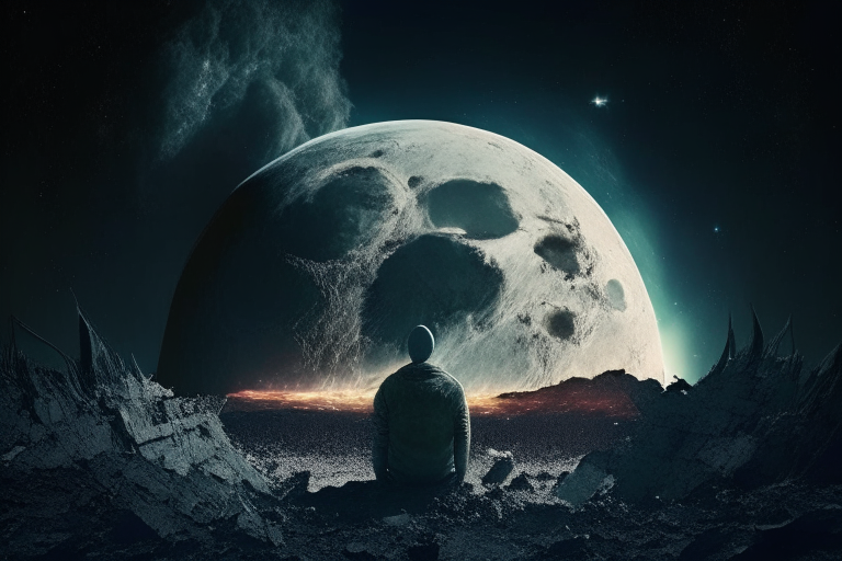 the end of the world watching it from the moon