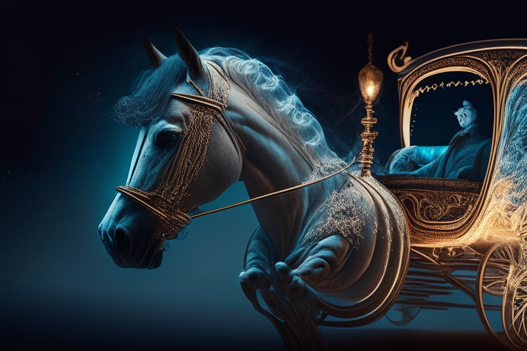Image: An illustration showing a soul driving a horse-drawn carriage, symbolising the harmony between body, soul and intelligence]..ultra realiste 4 k cinematique, 