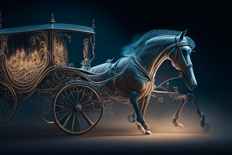 Image: An illustration showing a soul driving a horse-drawn carriage, symbolising the harmony between body, soul and intelligence]..ultra realiste 4 k cinematique, 