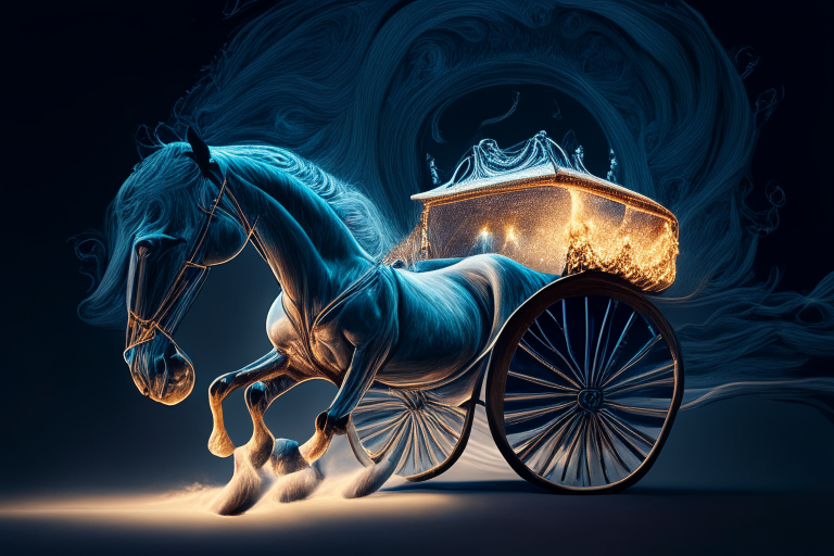Image: An illustration showing a soul driving a horse-drawn carriage, symbolising the harmony between body, soul and intelligence]..ultra realiste 4 k