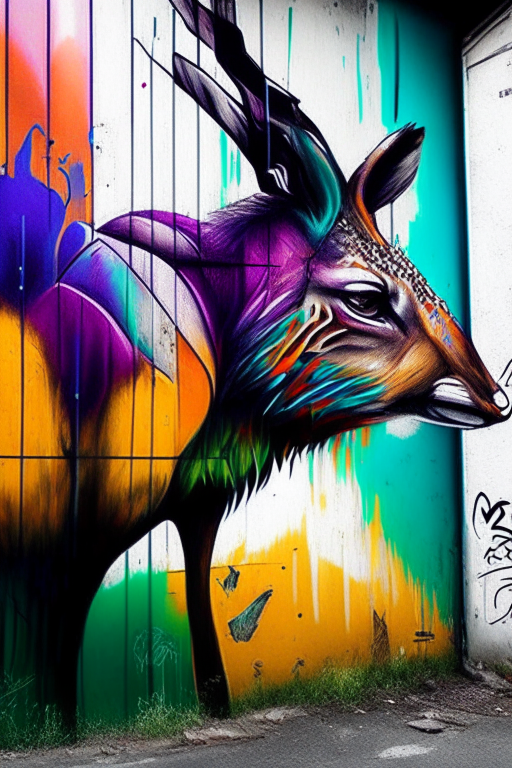 Animal graffiti with changing colors 