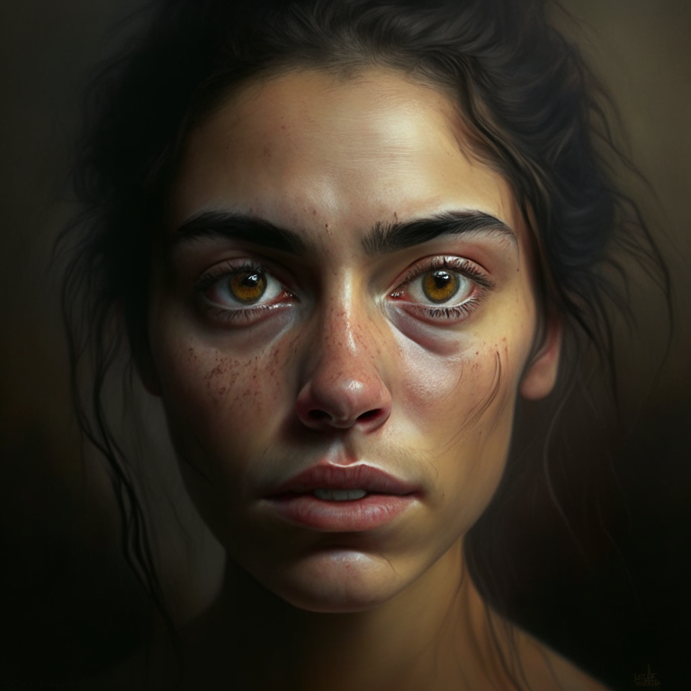 rostro de mujer demacrada y abusada


