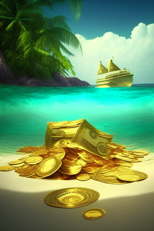 cash full of gold in nature and sea cariBE