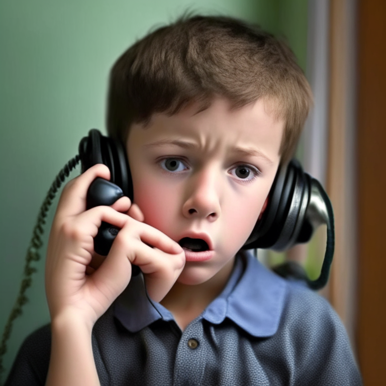 boy 8 year old is on the phone