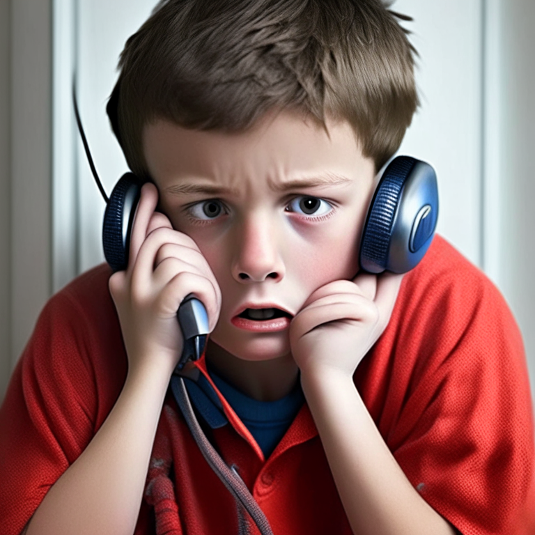 boy 8 year old is on the phone