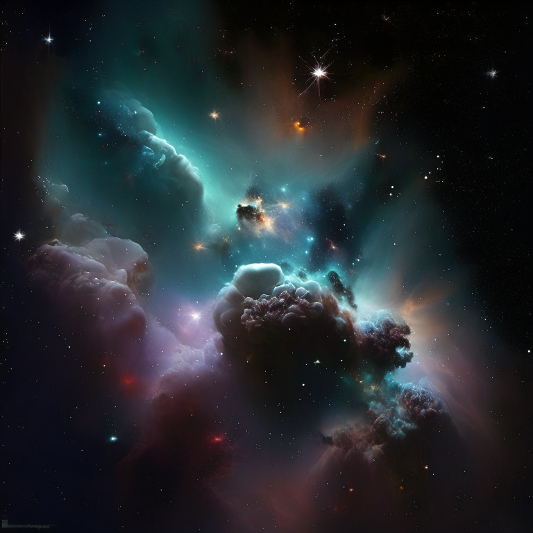 Una vista pacifica e silenziosa dello spazio profondo, con galassie e nebulose sullo sfondo nero del cosmo