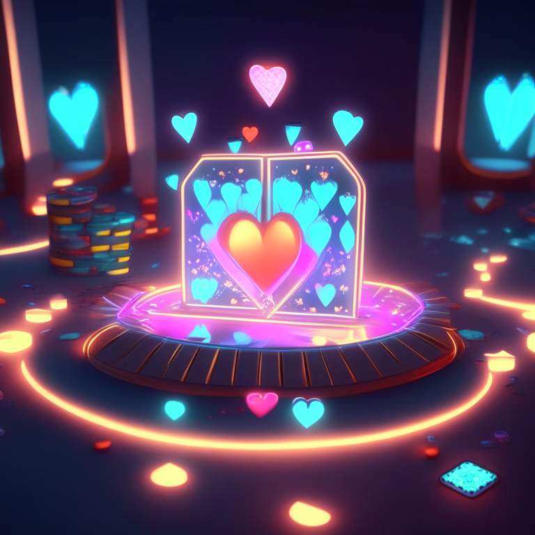 poker card, diamonds, hearts, spades,clubs , neon sign nether portal, nether portal made out of glass tubes with lights in them, light emitting diode nether portal l.e.d , scene location poker table floor, cartoon sun, 8k realistic , adventure time tree style , clouds, daytime