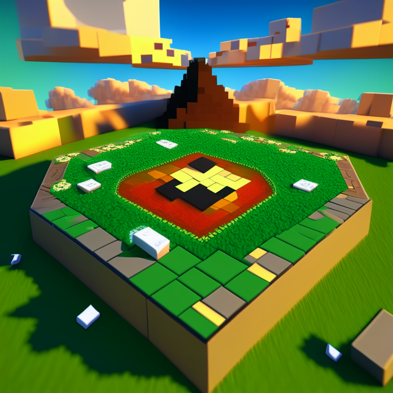 nether portal voxel, poker card, diamonds, hearts, spades,clubs , black rock nether portal, scene location poker table floor, cartoon sun, 8k realistic , clouds, daytime, minecraft alex orange hair green grass, square clouds