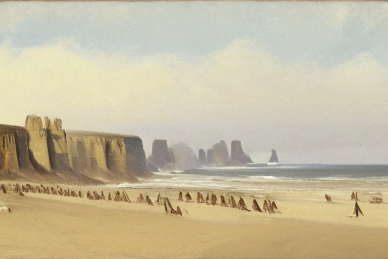 Jesdus and the twelve apostles on the beach