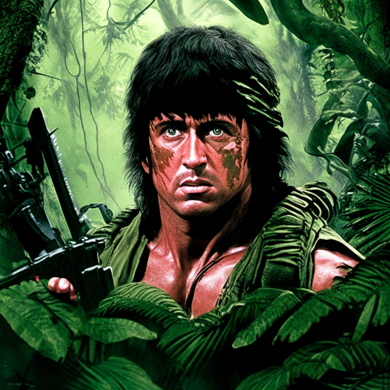 Rambo at war in the jungle