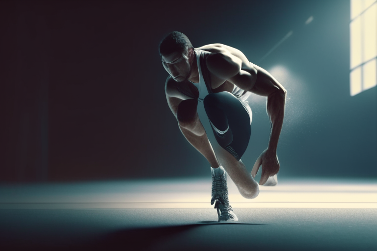 An image of an athlete getting back on his feet.. ultra reasliste,4k ,cinematique