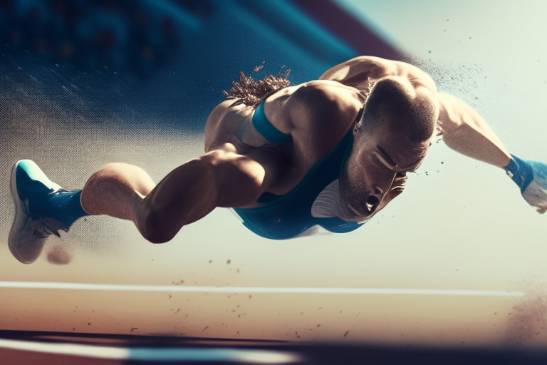 An image of an athlete falling during a sports competition... ultra realiste 4k cinematik