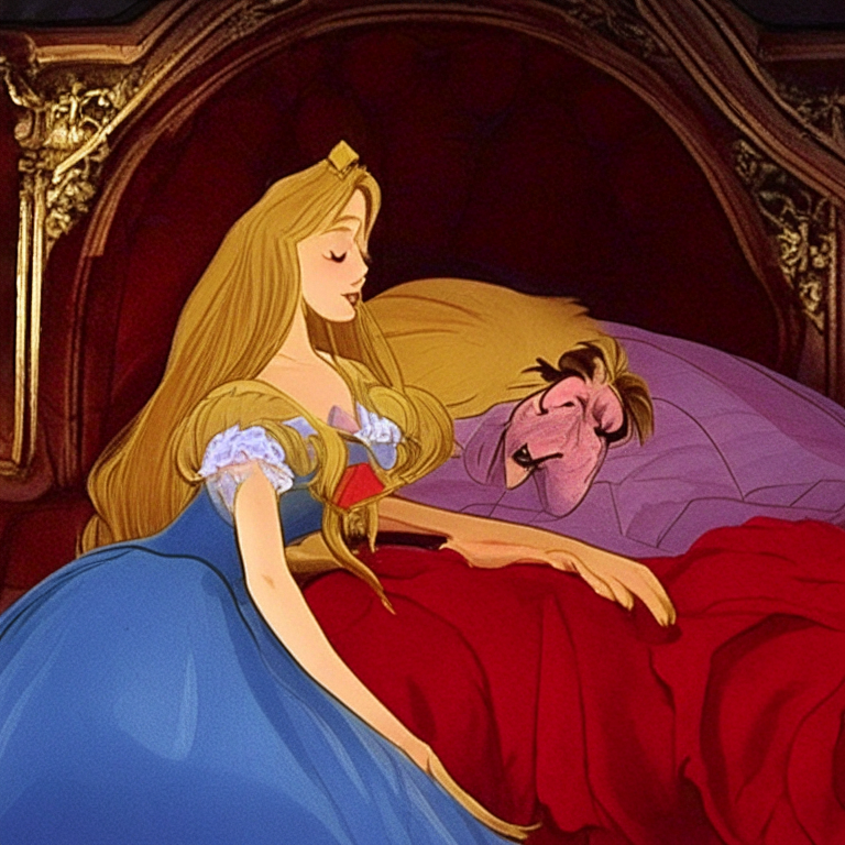 Sleeping beauty as the beast of The Beauty and the Beast