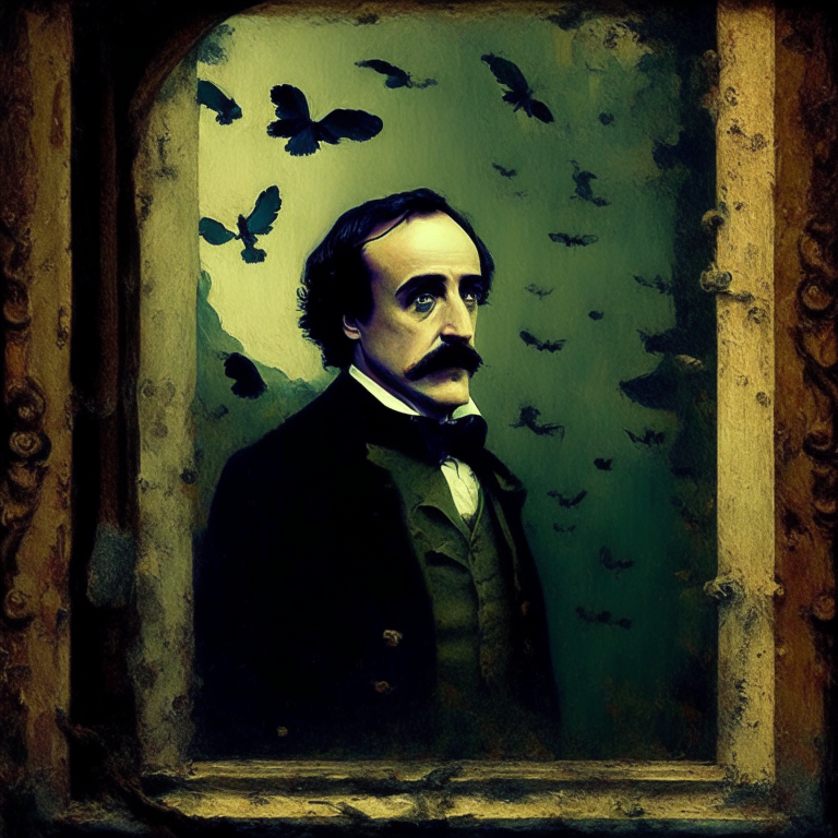 Edgar Allan Poe trapped in a Claude Monet's painting