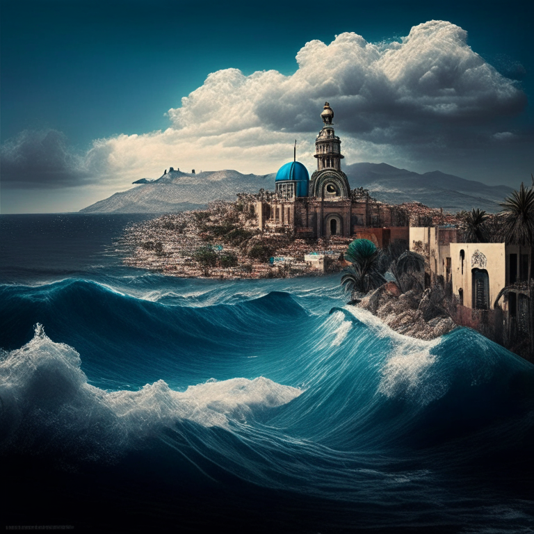Puebla de los Angeles with a sea