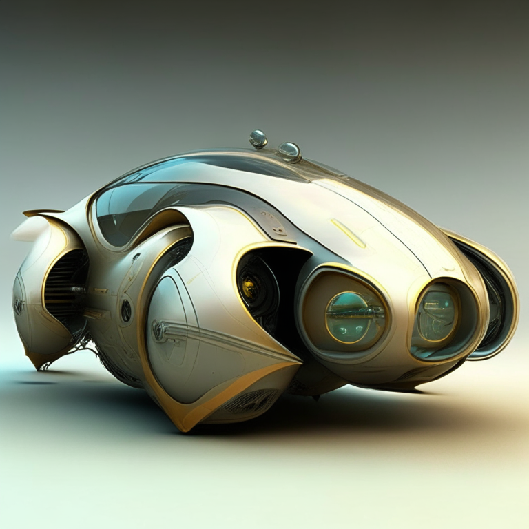 nave con forma ovoide con motores de iones