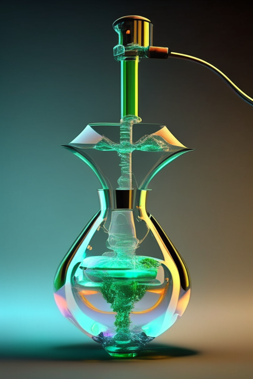 Generate a functional futuristic glass bong that can be blown into shape today. 