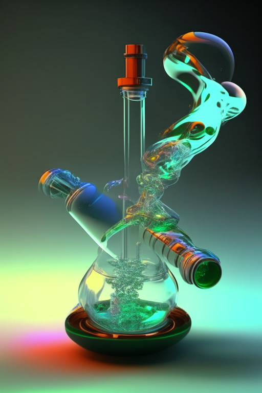 Generate a functional, futuristic, 3d, glass bong that can be blown into shape today. 