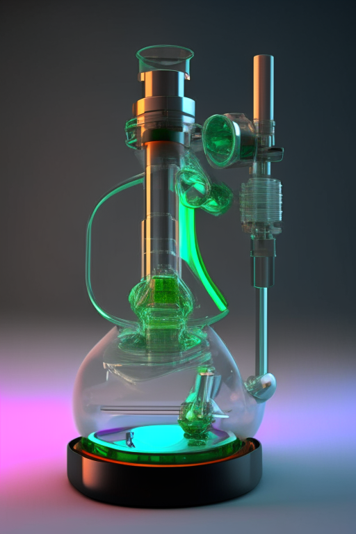 Generate a fully functional, futuristic, 3d, glass bong that works like a modern vaporizer . 