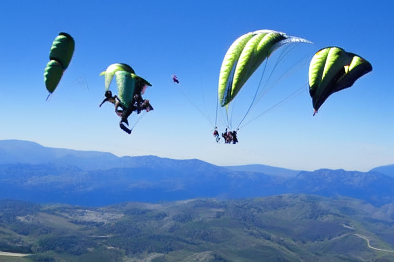 Skydivers soaring above us, we take in the scenery.