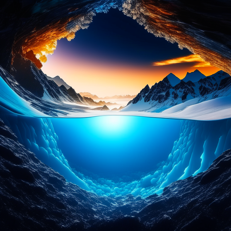 the camera image starts from the top of a mountain at the bottom of the sea