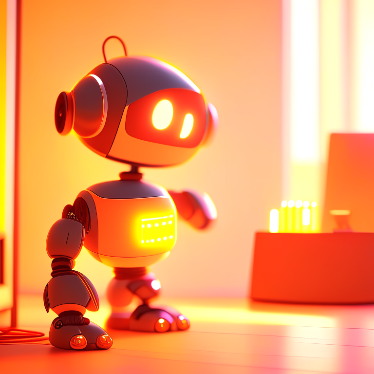 a cute robot talking
