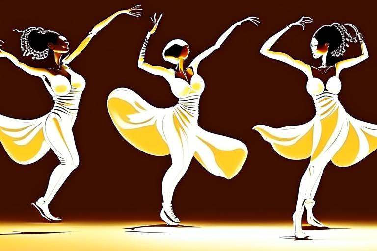 Abstract African Art of Women Dancing  white illumination 