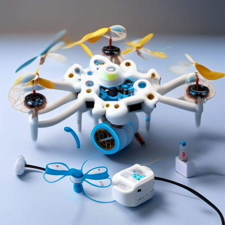 laboratorio cientifico con capsulas criogenicas, conectadas a  unas computadoras con pequeños drones cuanticos