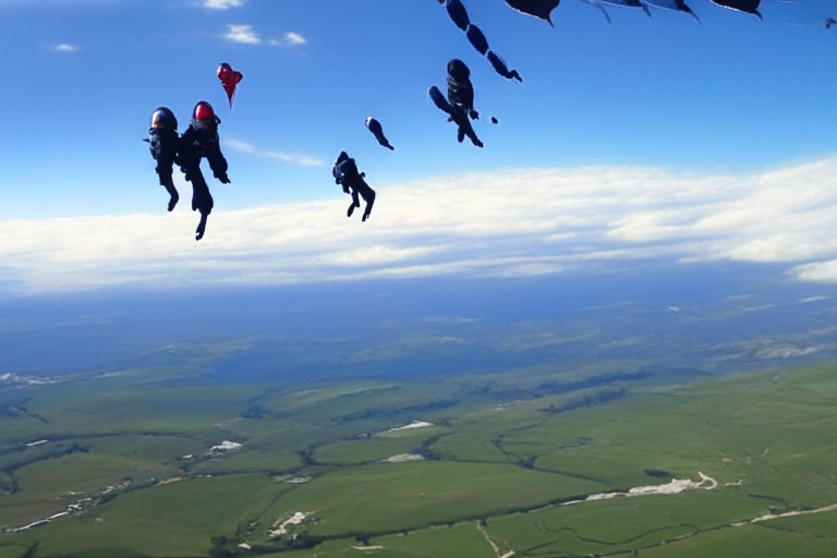 Skydivers soaring above us, we take in the scenery