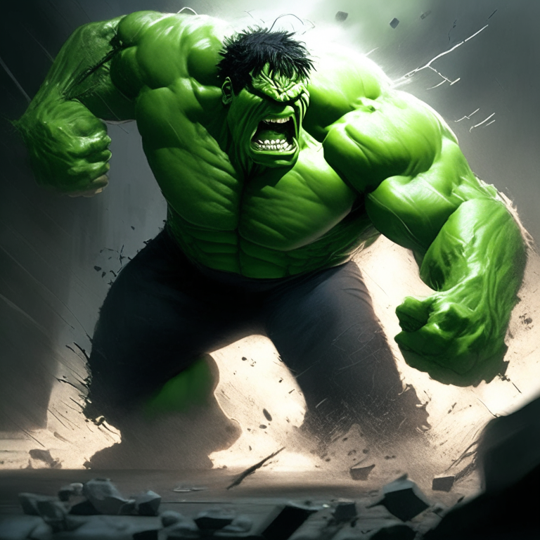 The Incredible Angry Hulk Fighting His Deadly Enemy