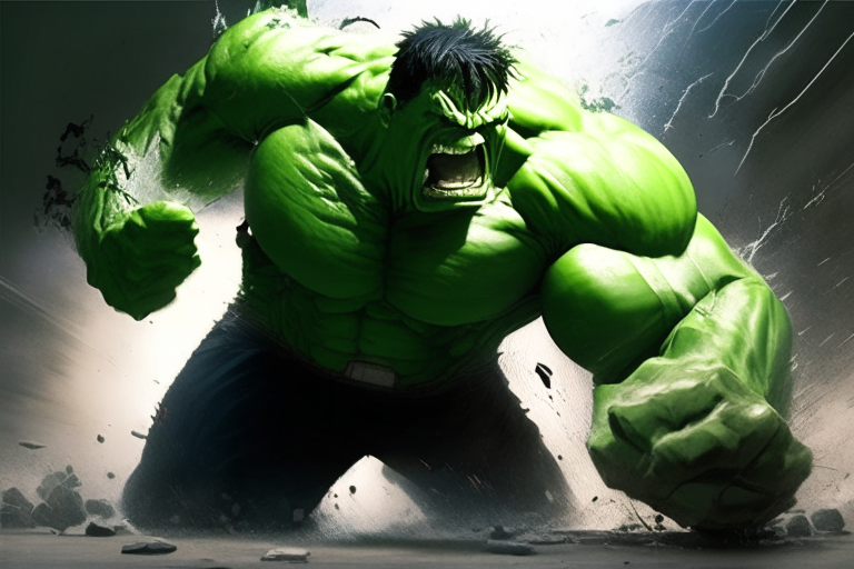 The Incredible Angry Hulk Fighting His Deadly Enemy