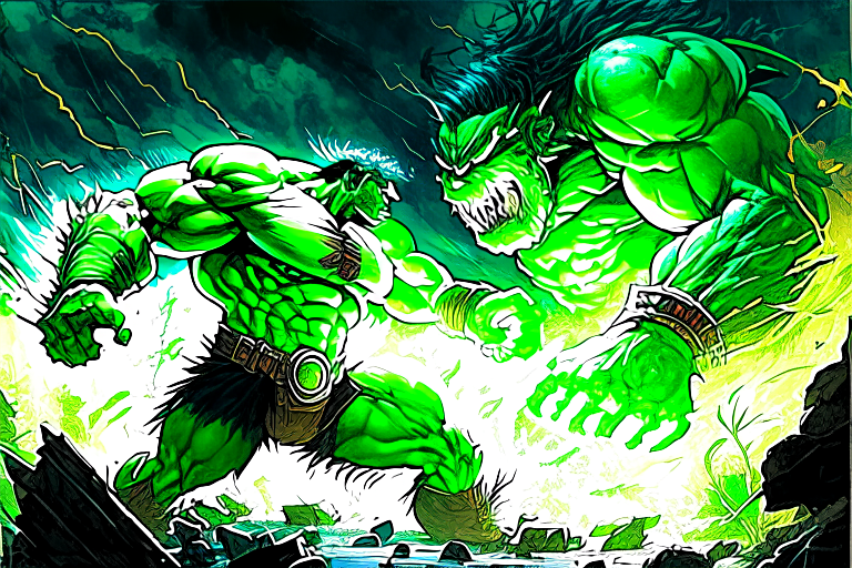 The Incredible Ancient Hulk Transforming Fighting His Deadly Enemy