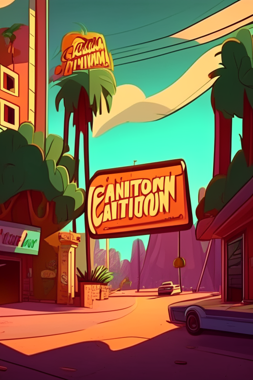 Create a cartoon scene similar to the music video “Californicaton”