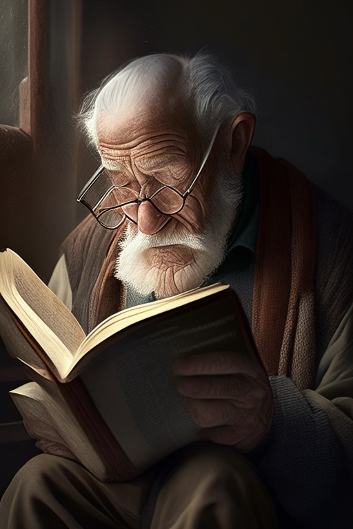 A old man reading book