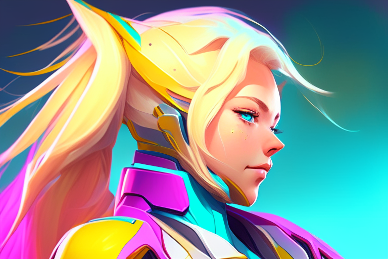 Optimistic blonde with colorful profile outfit