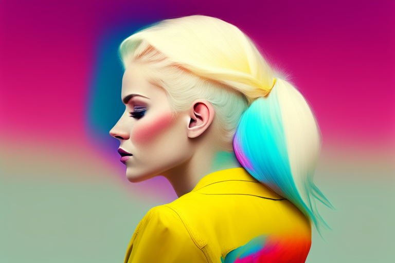 Optimistic blonde with colorful profile outfit