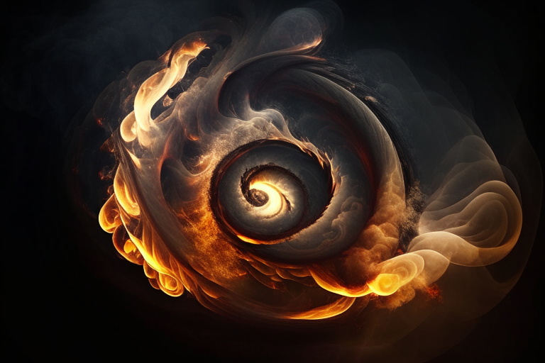 spiral of smoke and fire approaching