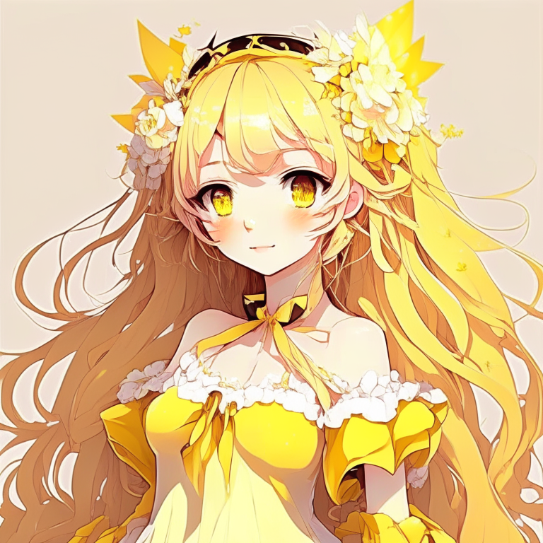 Design me pretty anime princess, with yellow colour 