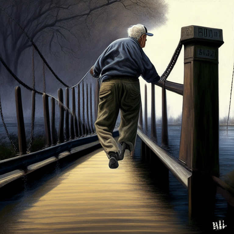 Bill Barrj umping off a bridge