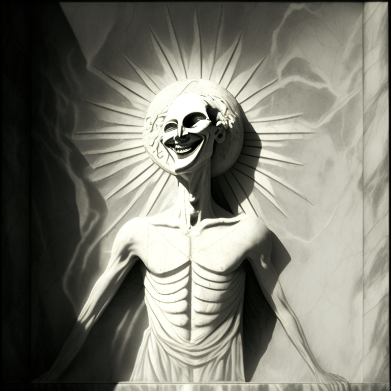 His long, skeletal face was insufferably vacuous: in no line, wrinkle, or desperate leer could reciprocity be found. He buoyantly smiled as he stood at the podium, with a sun image etched in the marble wall behind him. 

