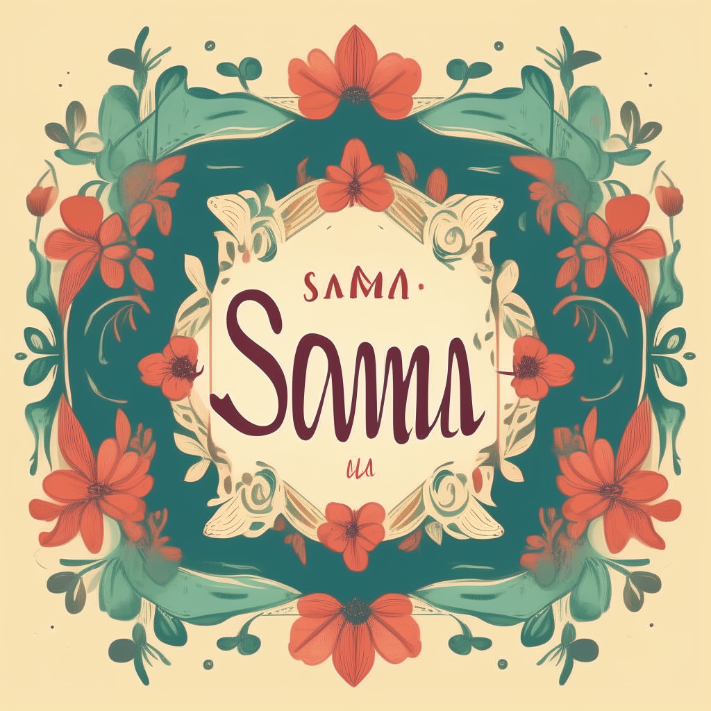 SONACAMMANESE in lettering with a floral border