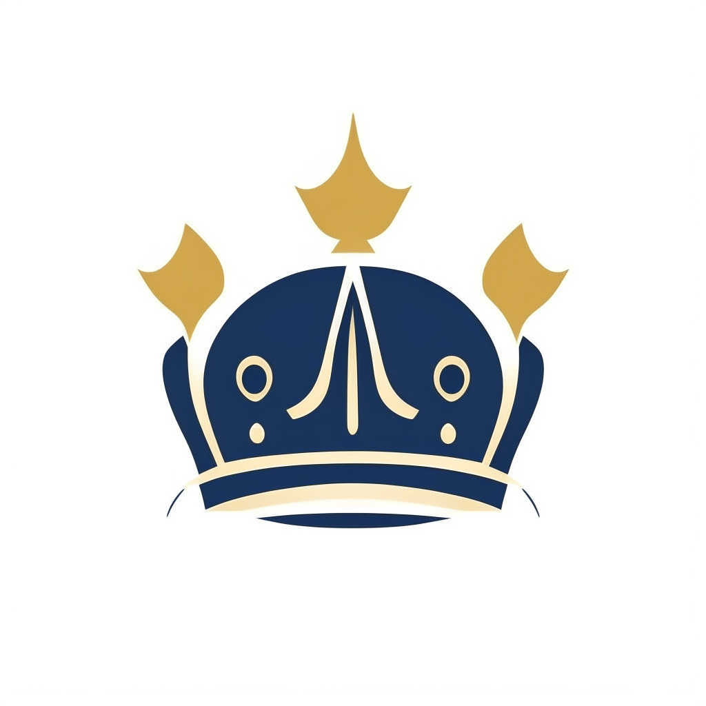 a logo of a company with a crown on top of it