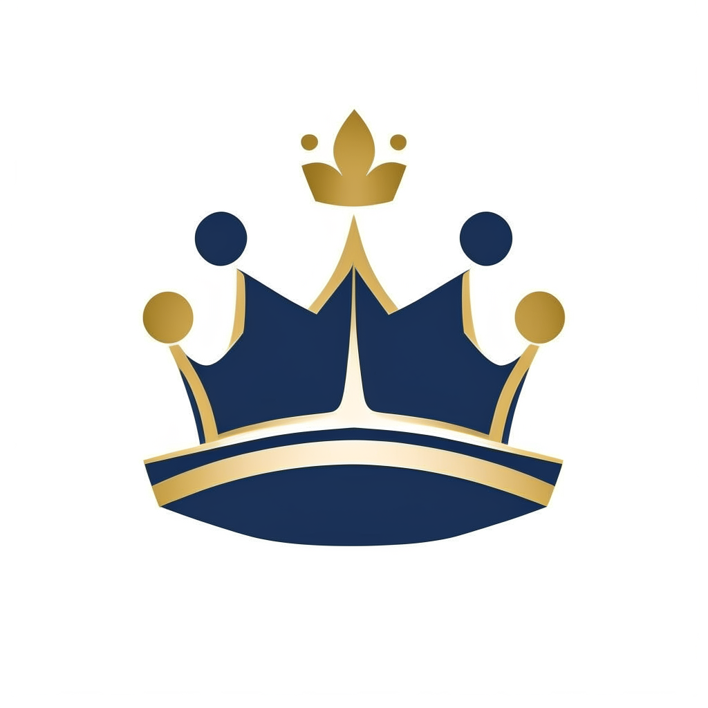 a logo of a company with a crown on top of it