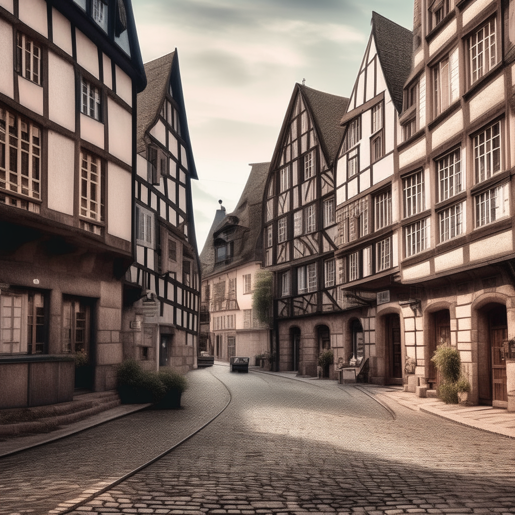 a European city with cobblestone streets and old architecture