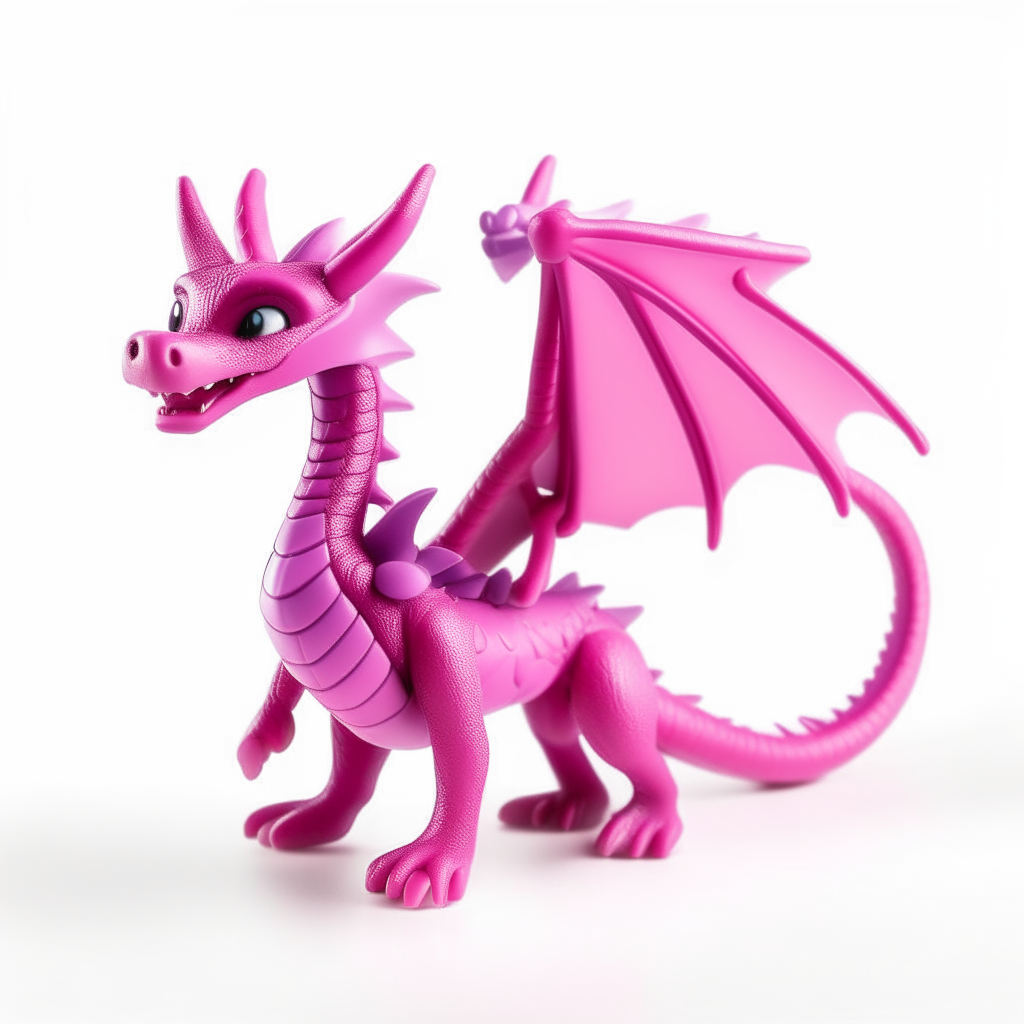 A purple plastic toy dragon with pink wings, designed as a companion for Barbie dolls. The friendly looking dragon is posed sitting with its wings spread, on a white background.