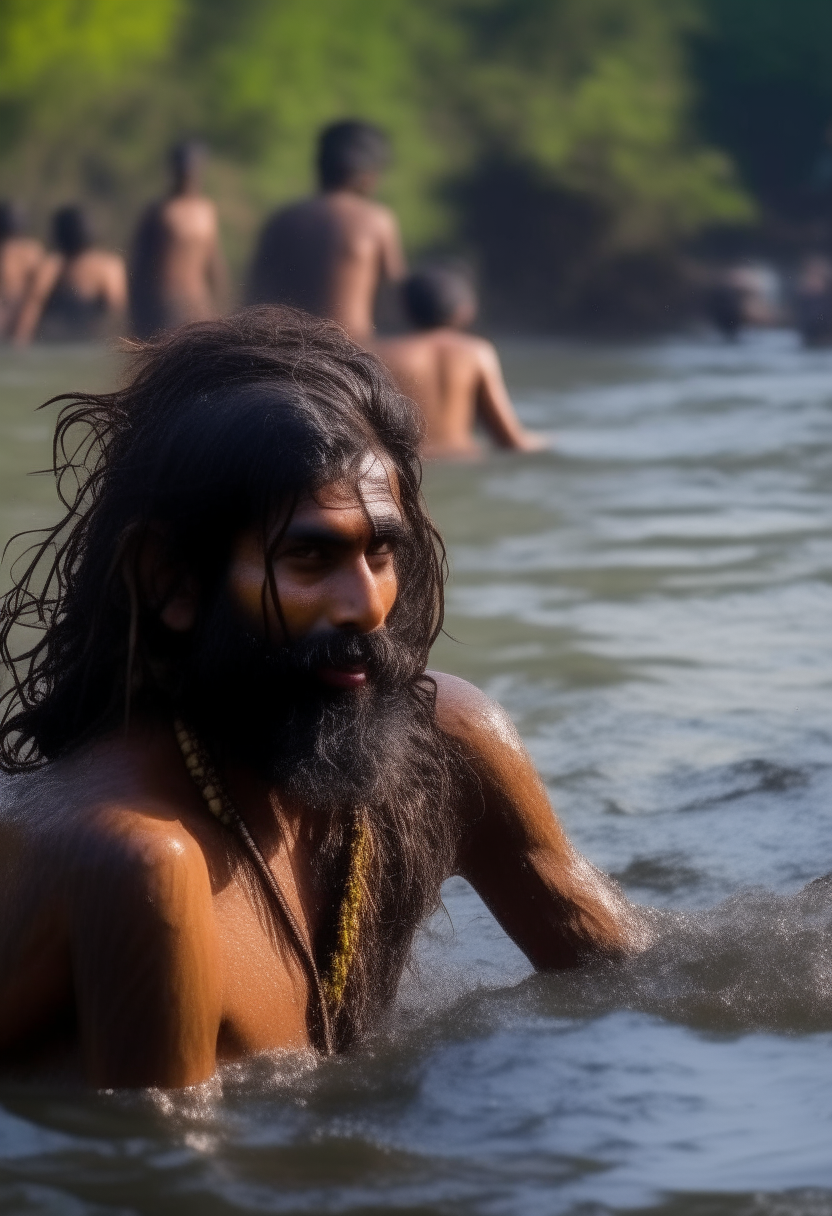 In a river, people from the countryside are hypnotized by the Mohan, who is a being with a human appearance and dense dark hair that fell over his hairy body.