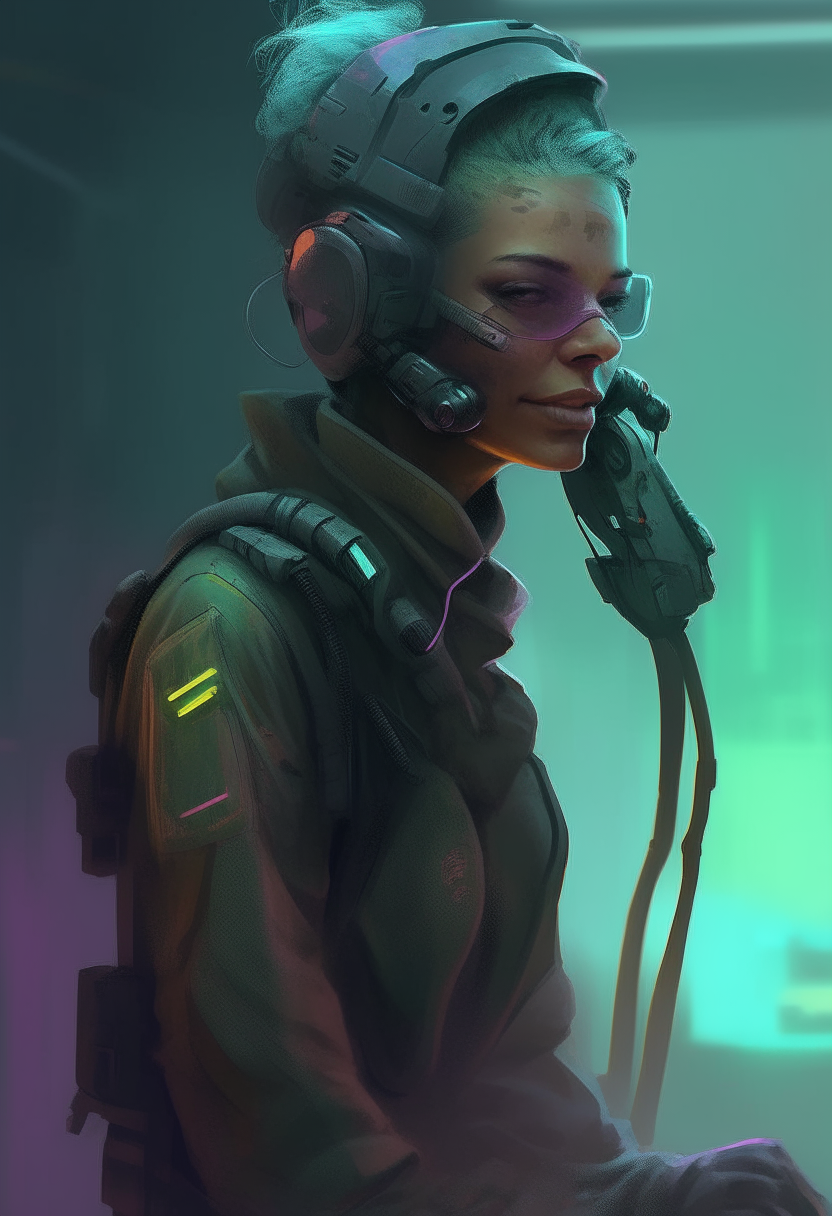 A cyberpunk chameleon-human hybrid mercenary, digital painting artwork
